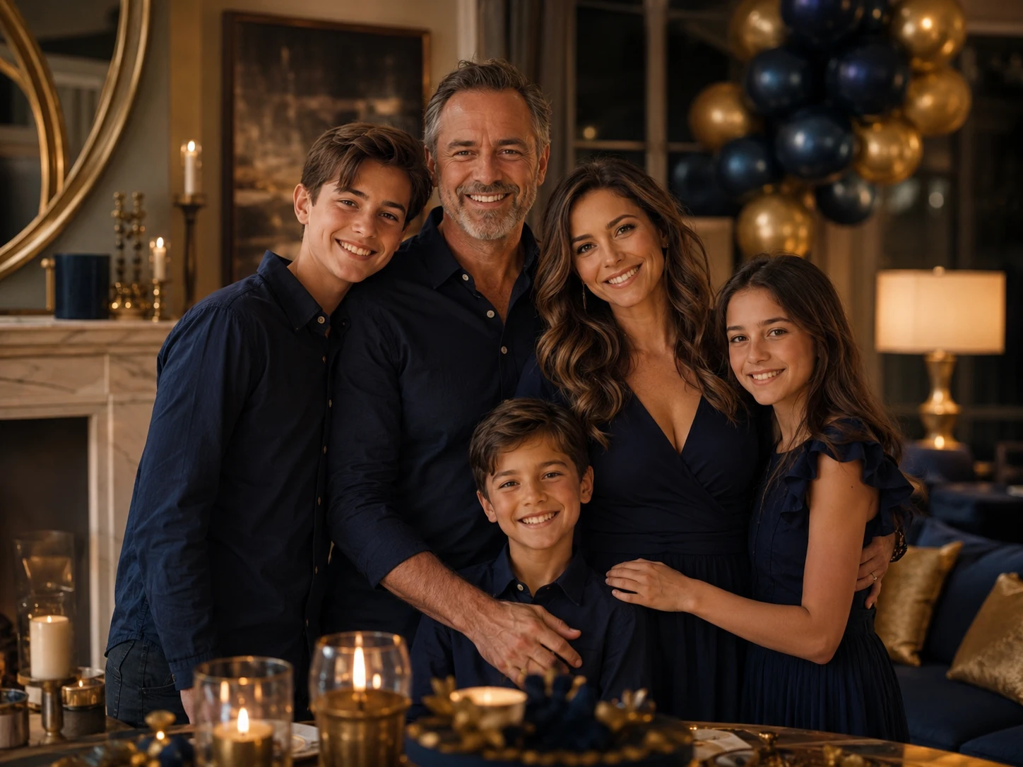 Family birthday celebration portrait