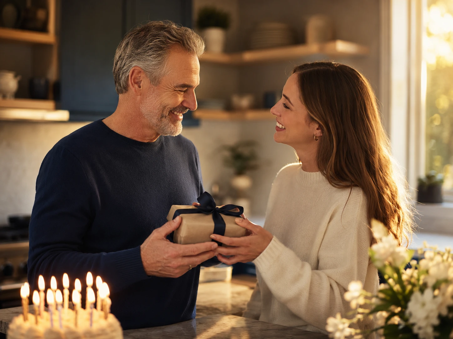 Father receiving a thoughtful birthday gift